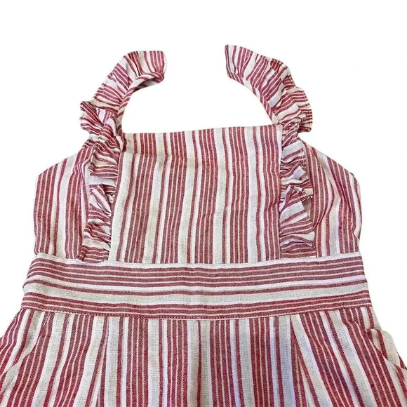 Lulus S Sleeveless Emilia Rae White and Red Striped Ruffle Culotte Jumpsuit - Picture 9 of 16